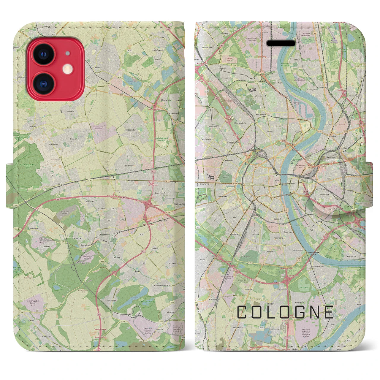 【ケルン(ドイツ)】地図柄iPhoneケース(手帳タイプ)ナチュラル・iPhone 11 用