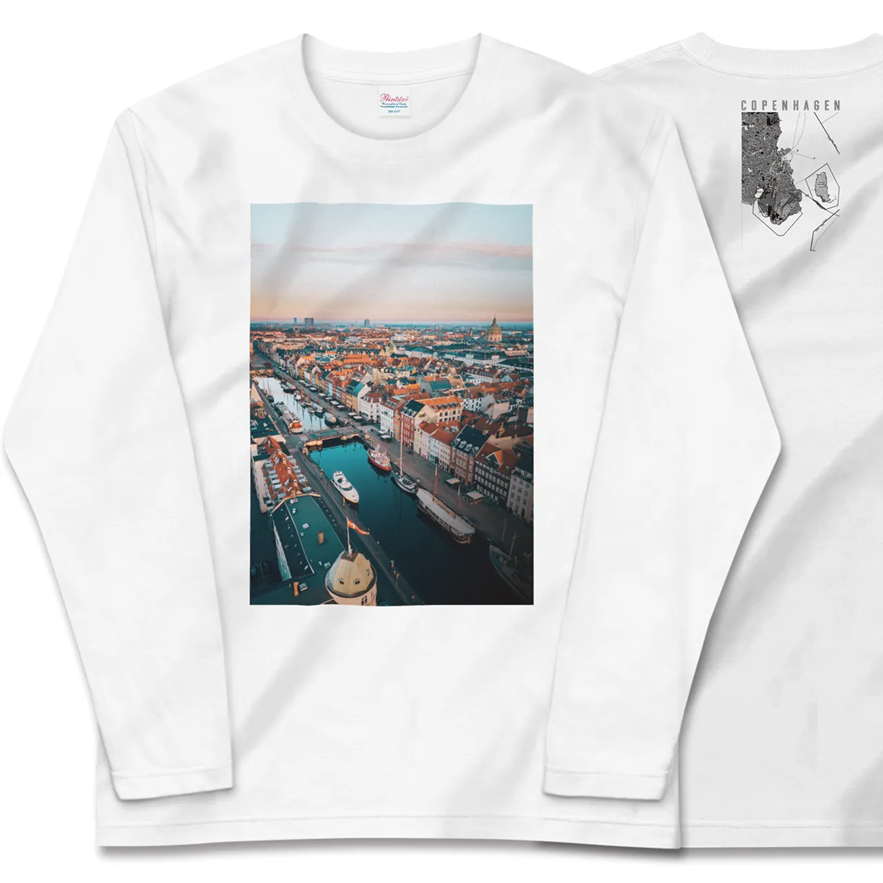 【コペンハーゲン(デンマーク)】Map World ロングスリーブTシャツ