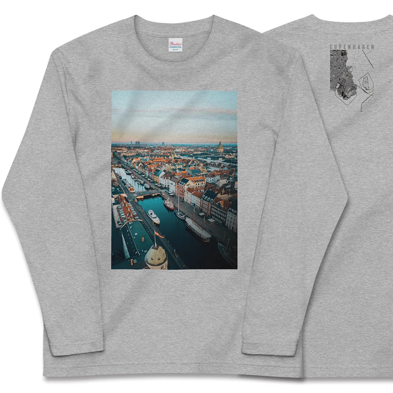 【コペンハーゲン(デンマーク)】Map World ロングスリーブTシャツ