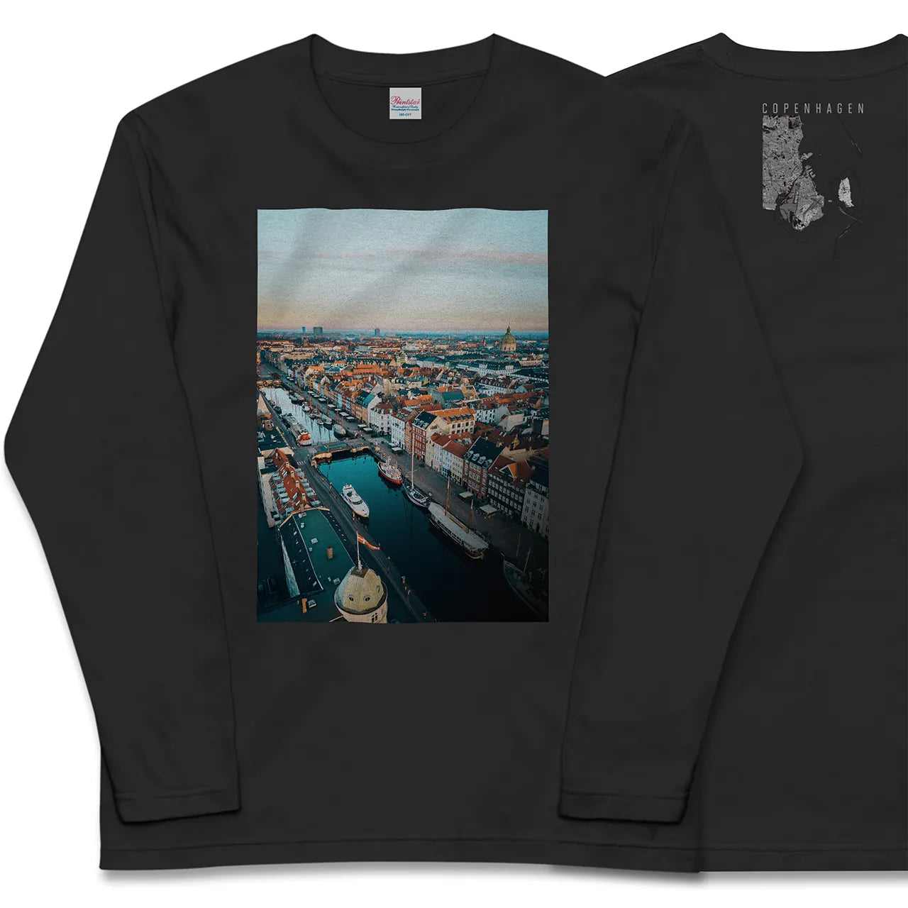 【コペンハーゲン(デンマーク)】Map World ロングスリーブTシャツ