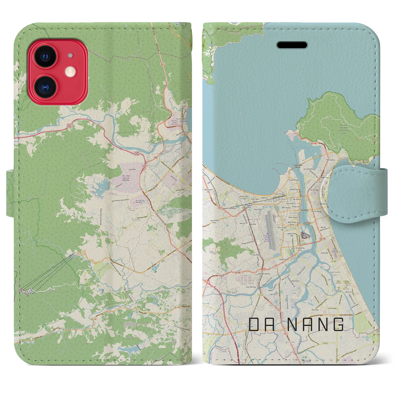 【ダナン(ベトナム)】地図柄iPhoneケース(手帳タイプ)ナチュラル・iPhone 11 用