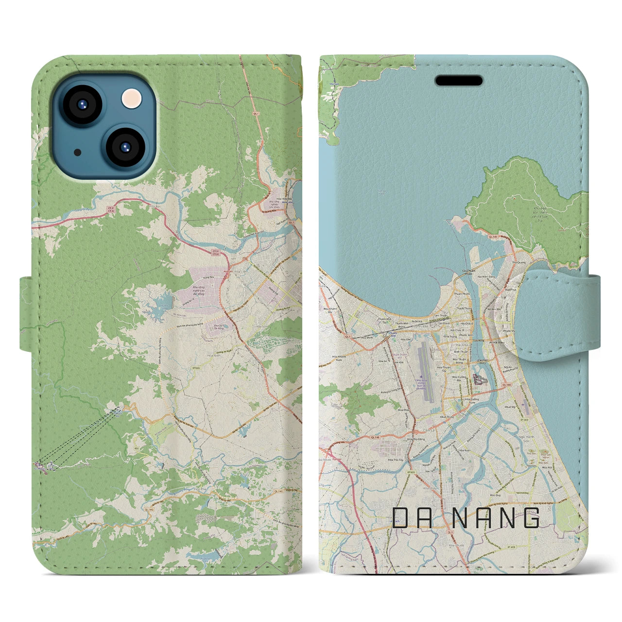 【ダナン(ベトナム)】地図柄iPhoneケース(手帳タイプ)ナチュラル・iPhone 13 用