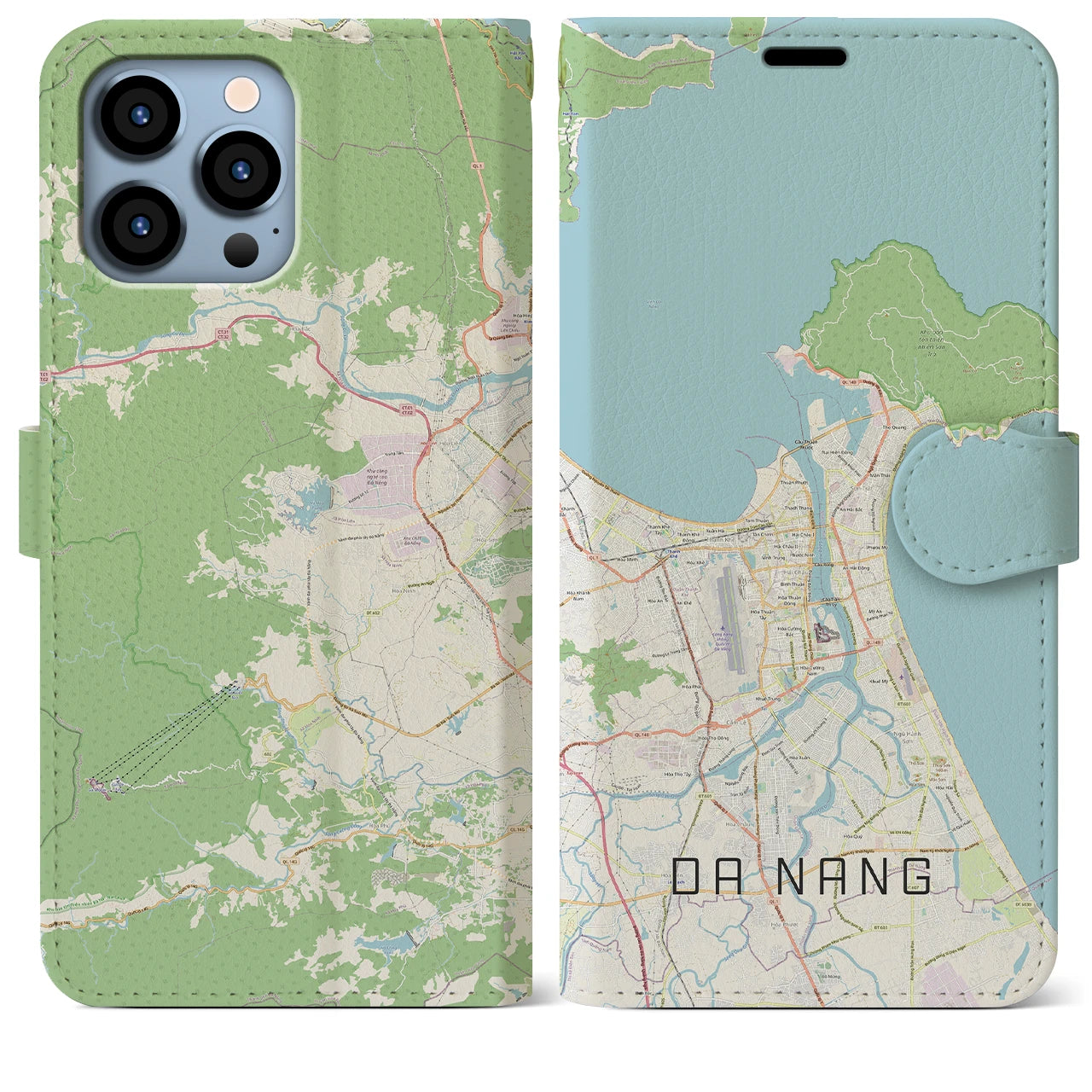 【ダナン(ベトナム)】地図柄iPhoneケース(手帳タイプ)ナチュラル・iPhone 13 Pro Max 用