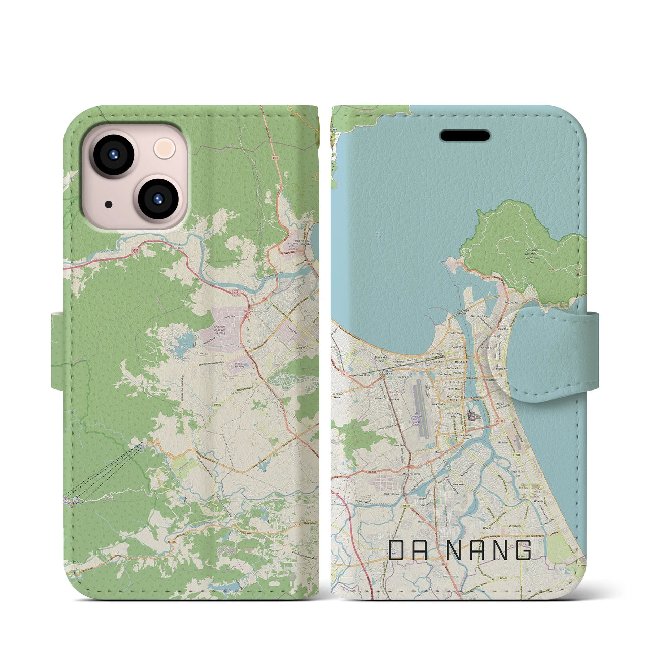 【ダナン(ベトナム)】地図柄iPhoneケース(手帳タイプ)ナチュラル・iPhone 13 mini 用