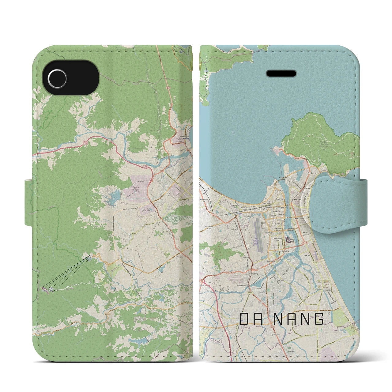 【ダナン(ベトナム)】地図柄iPhoneケース(手帳タイプ)ナチュラル・iPhone SE(第3 / 第2世代) / 8 / 7 / 6s / 6 用