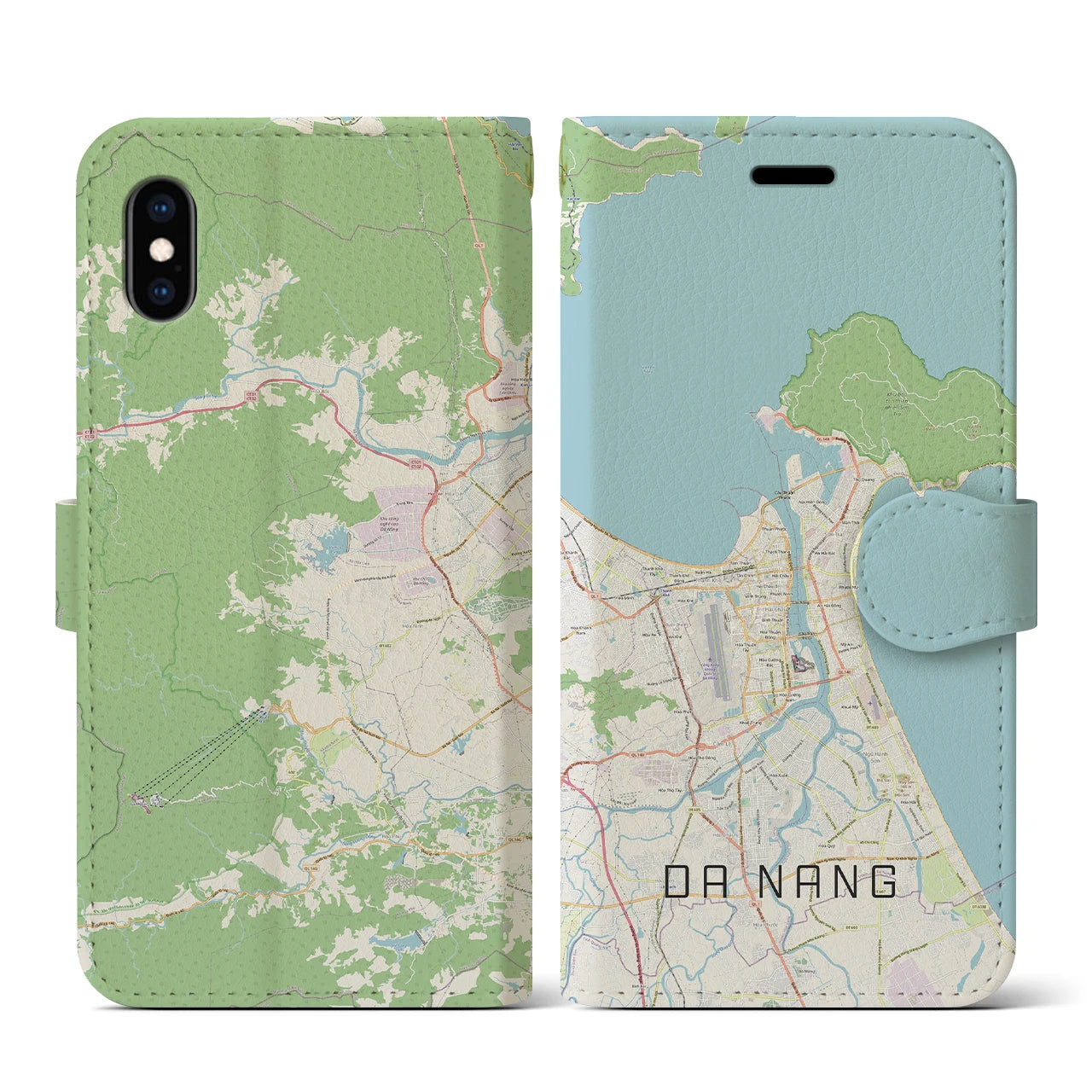 【ダナン(ベトナム)】地図柄iPhoneケース(手帳タイプ)ナチュラル・iPhone XS / X 用