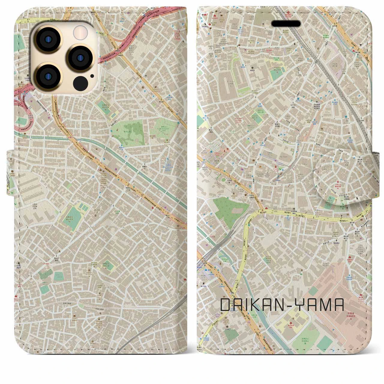 【代官山(東京都)】地図柄iPhoneケース(手帳タイプ)ナチュラル・iPhone 12 Pro Max 用