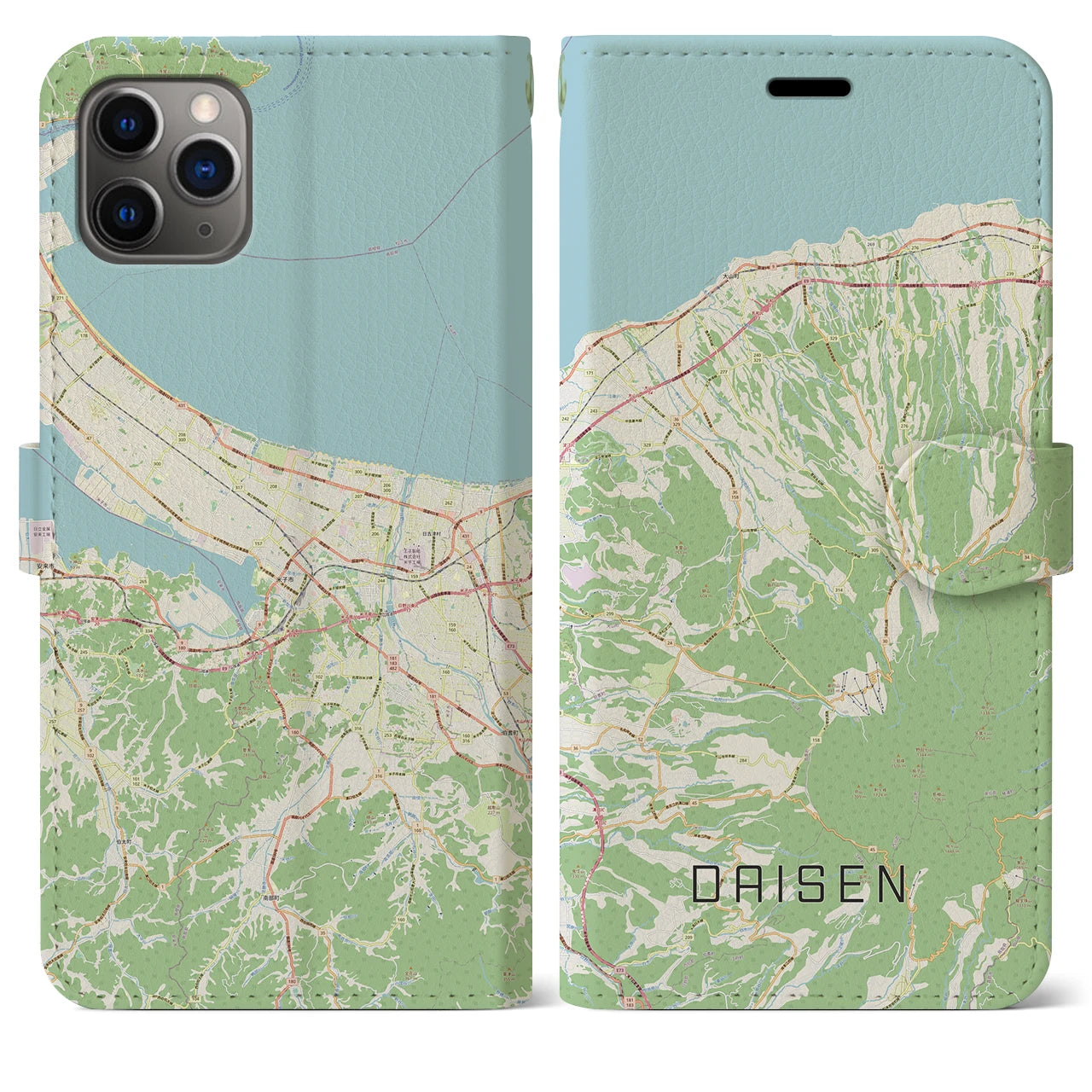 【大山(鳥取県)】地図柄iPhoneケース(手帳タイプ)ナチュラル・iPhone 11 Pro Max 用