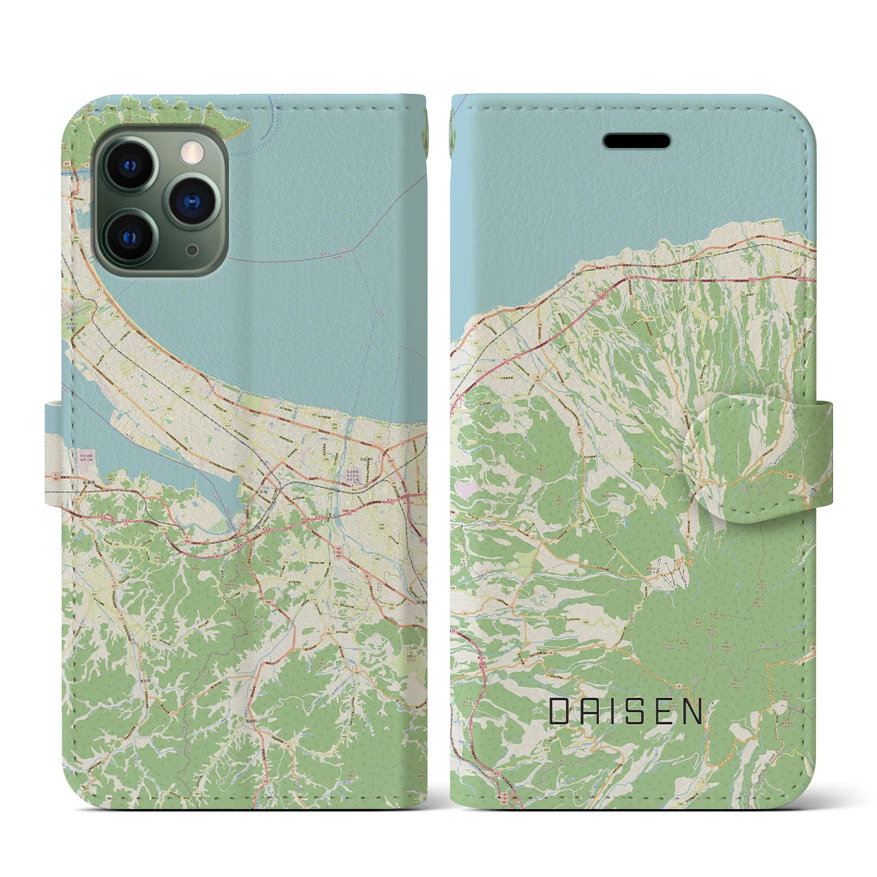 【大山(鳥取県)】地図柄iPhoneケース(手帳タイプ)ナチュラル・iPhone 11 Pro 用