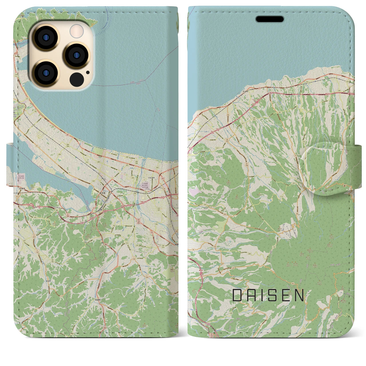 【大山(鳥取県)】地図柄iPhoneケース(手帳タイプ)ナチュラル・iPhone 12 Pro Max 用