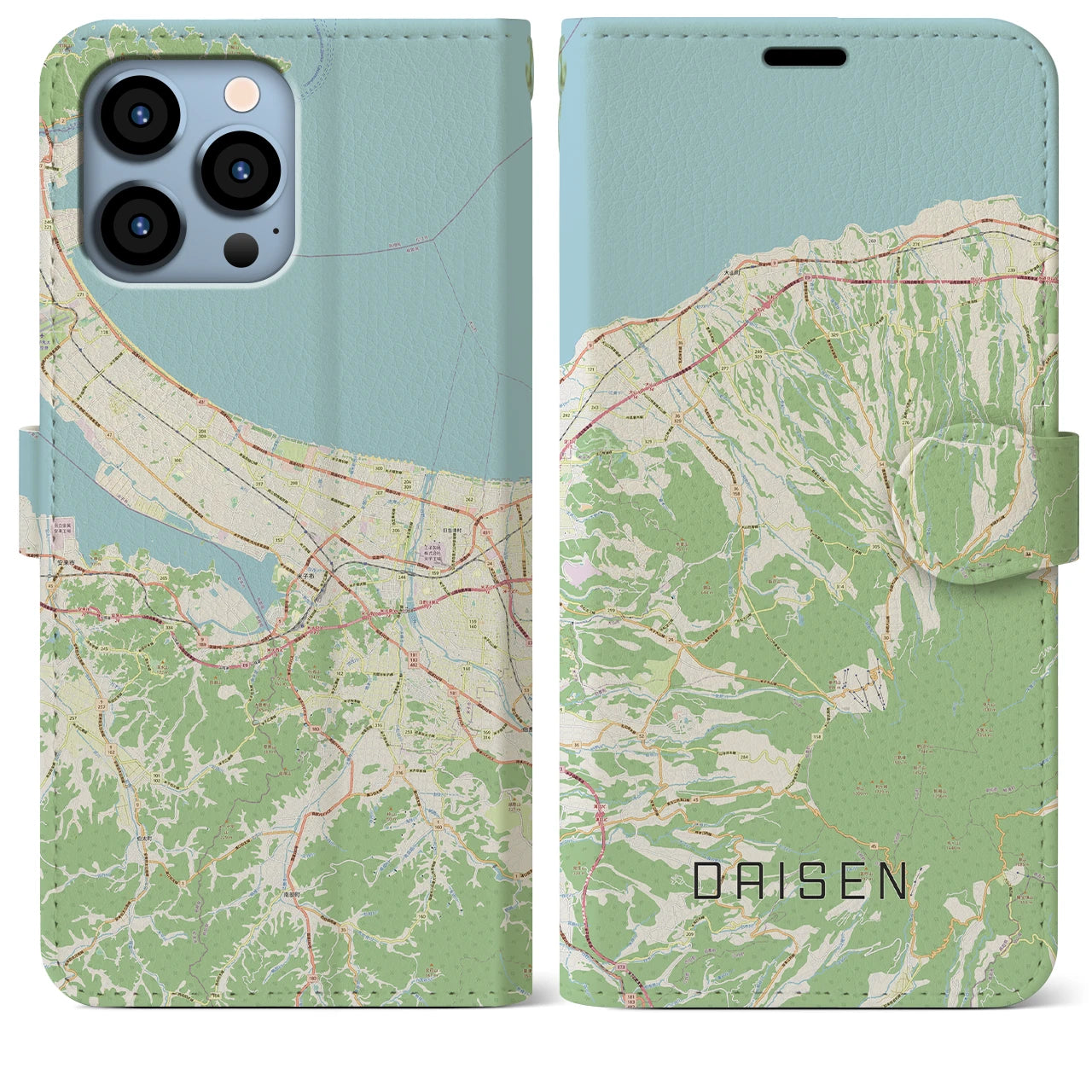 【大山(鳥取県)】地図柄iPhoneケース(手帳タイプ)ナチュラル・iPhone 13 Pro Max 用