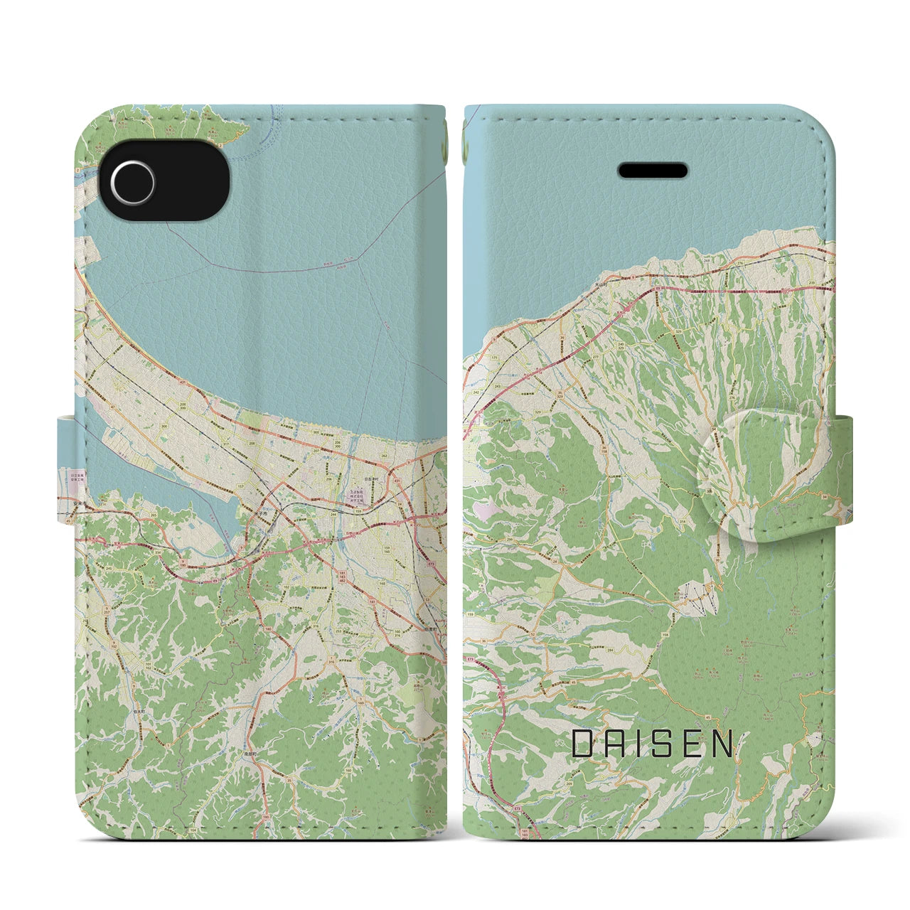 【大山(鳥取県)】地図柄iPhoneケース(手帳タイプ)ナチュラル・iPhone SE(第3 / 第2世代) / 8 / 7 / 6s / 6 用