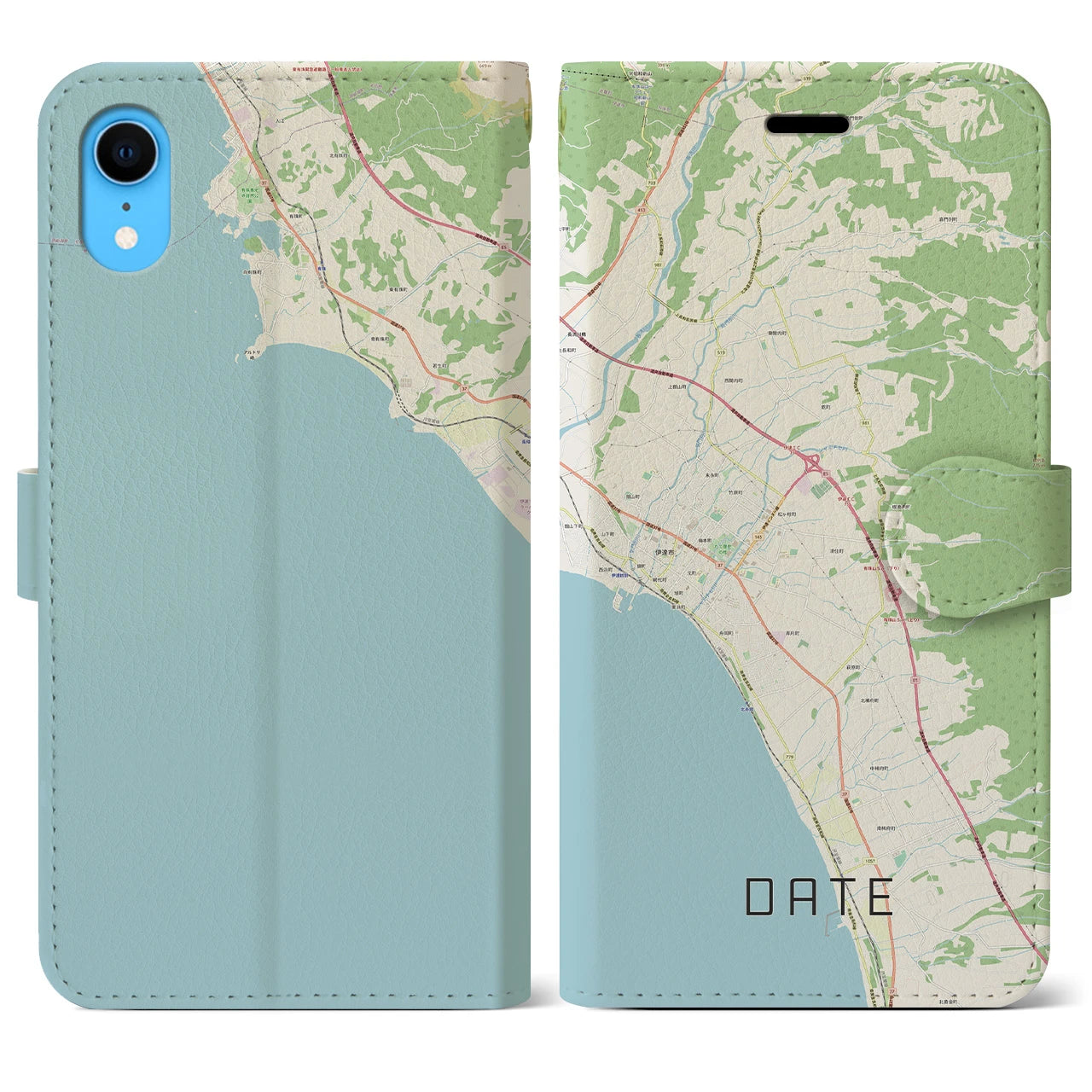 【伊達(北海道)】地図柄iPhoneケース(手帳タイプ)ナチュラル・iPhone XR 用