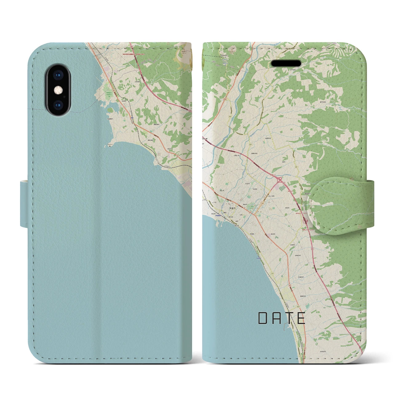 【伊達(北海道)】地図柄iPhoneケース(手帳タイプ)ナチュラル・iPhone XS / X 用