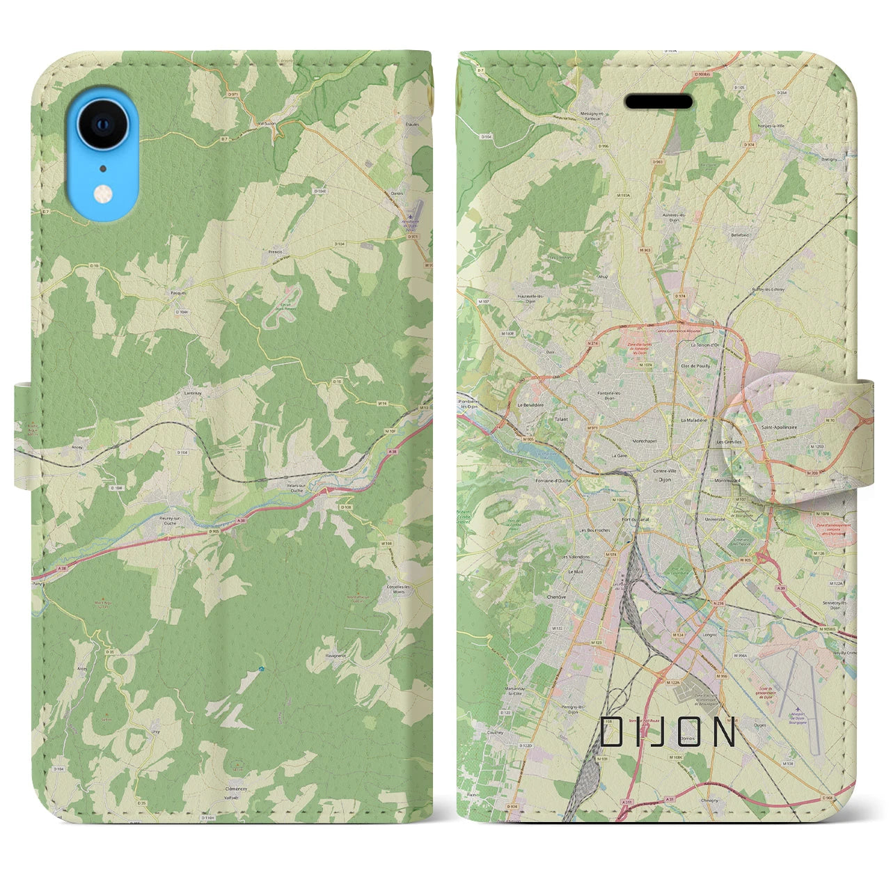 【ディジョン(フランス)】地図柄iPhoneケース(手帳タイプ)ナチュラル・iPhone XR 用