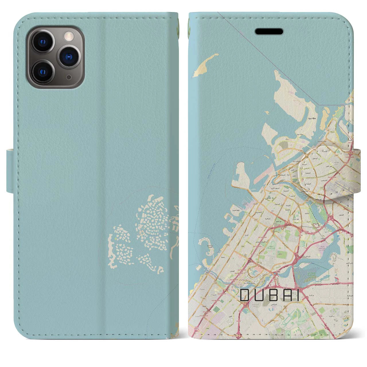 【ドバイ(アラブ首長国連邦)】地図柄iPhoneケース(手帳タイプ)ナチュラル・iPhone 11 Pro Max 用
