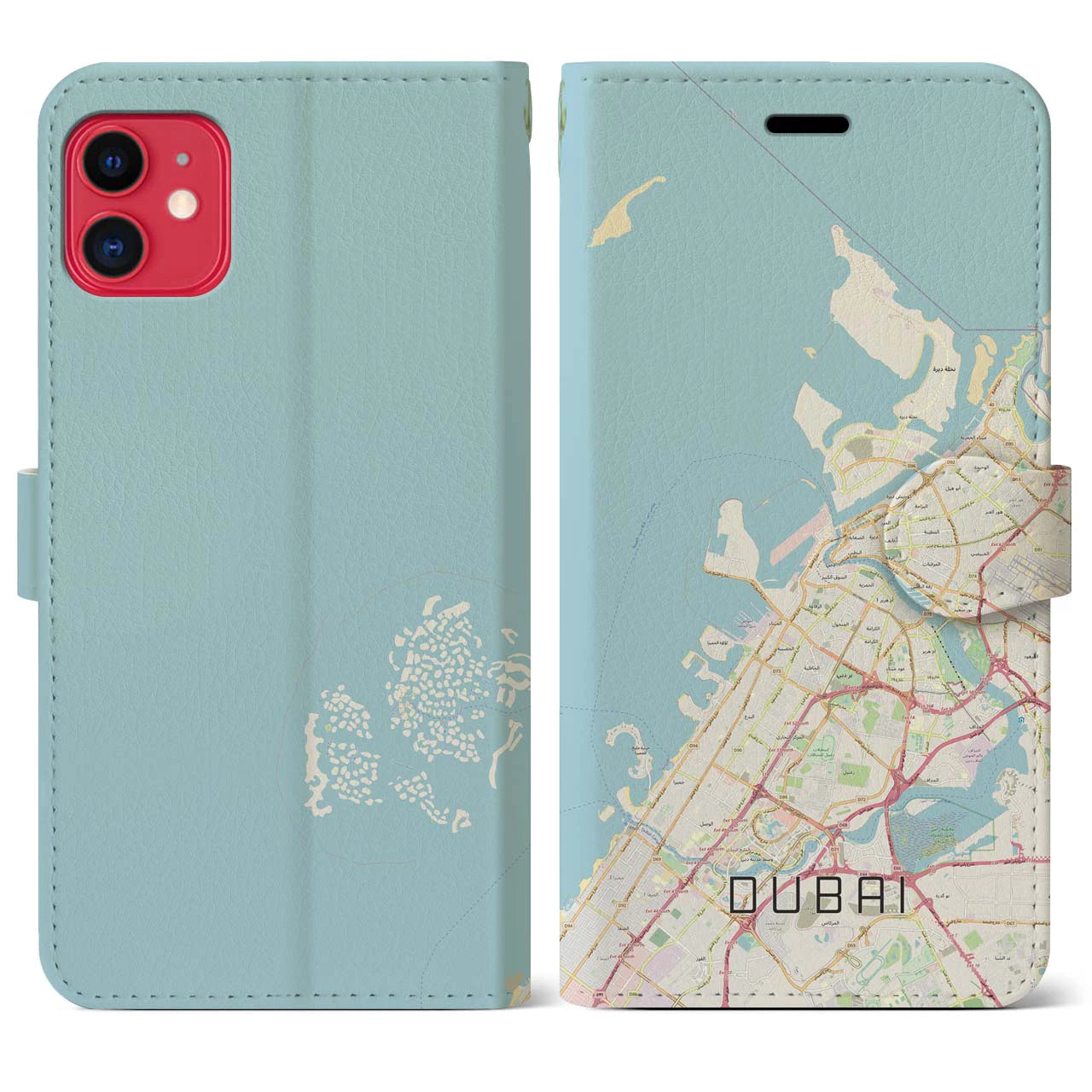 【ドバイ(アラブ首長国連邦)】地図柄iPhoneケース(手帳タイプ)ナチュラル・iPhone 11 用