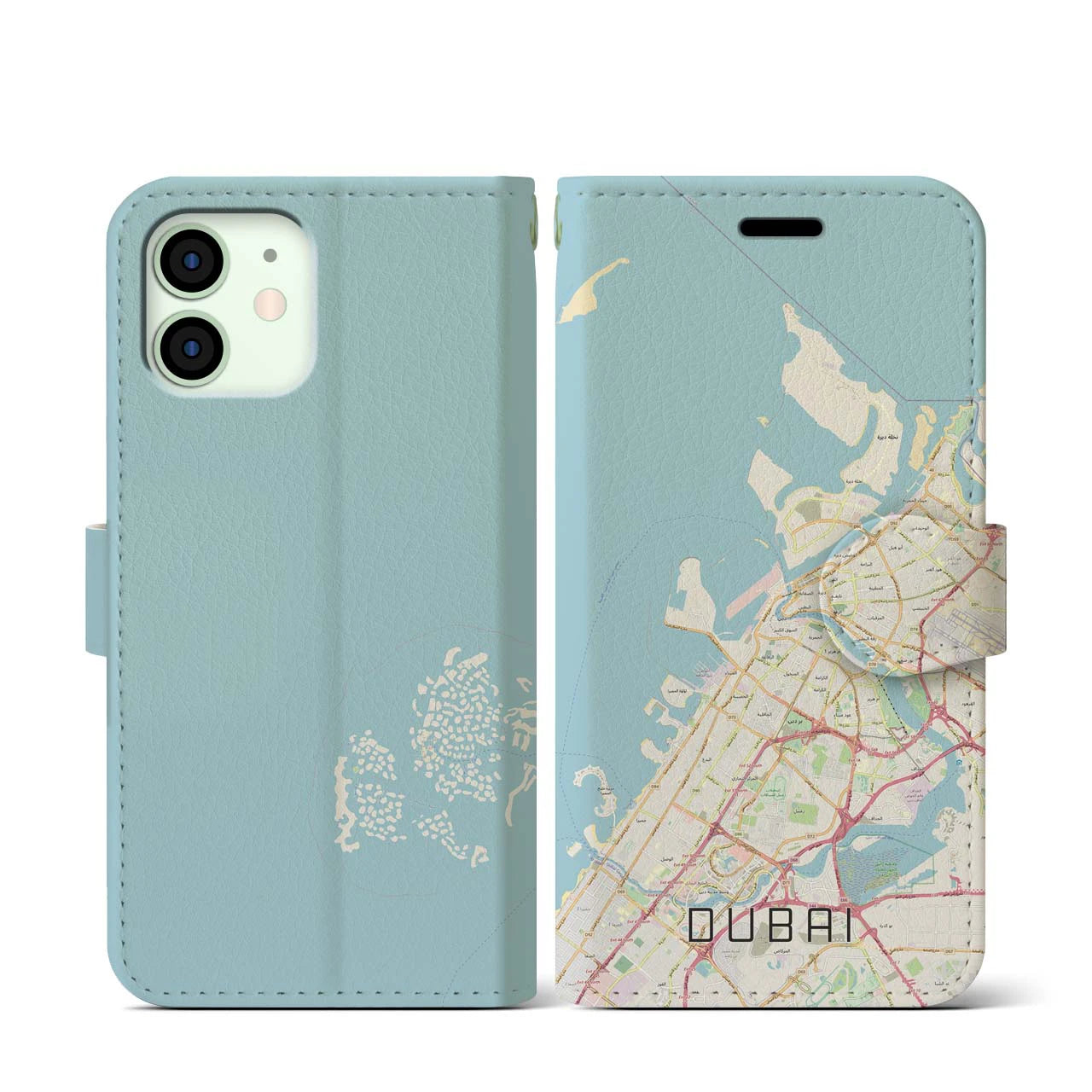 【ドバイ(アラブ首長国連邦)】地図柄iPhoneケース(手帳タイプ)ナチュラル・iPhone 12 mini 用