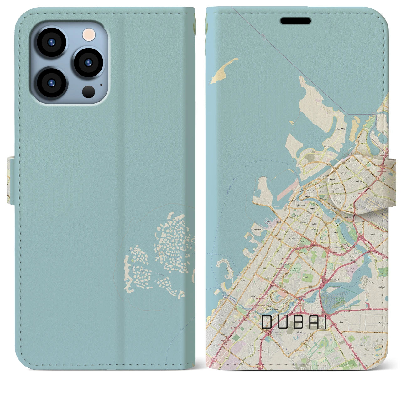 【ドバイ(アラブ首長国連邦)】地図柄iPhoneケース(手帳タイプ)ナチュラル・iPhone 13 Pro Max 用