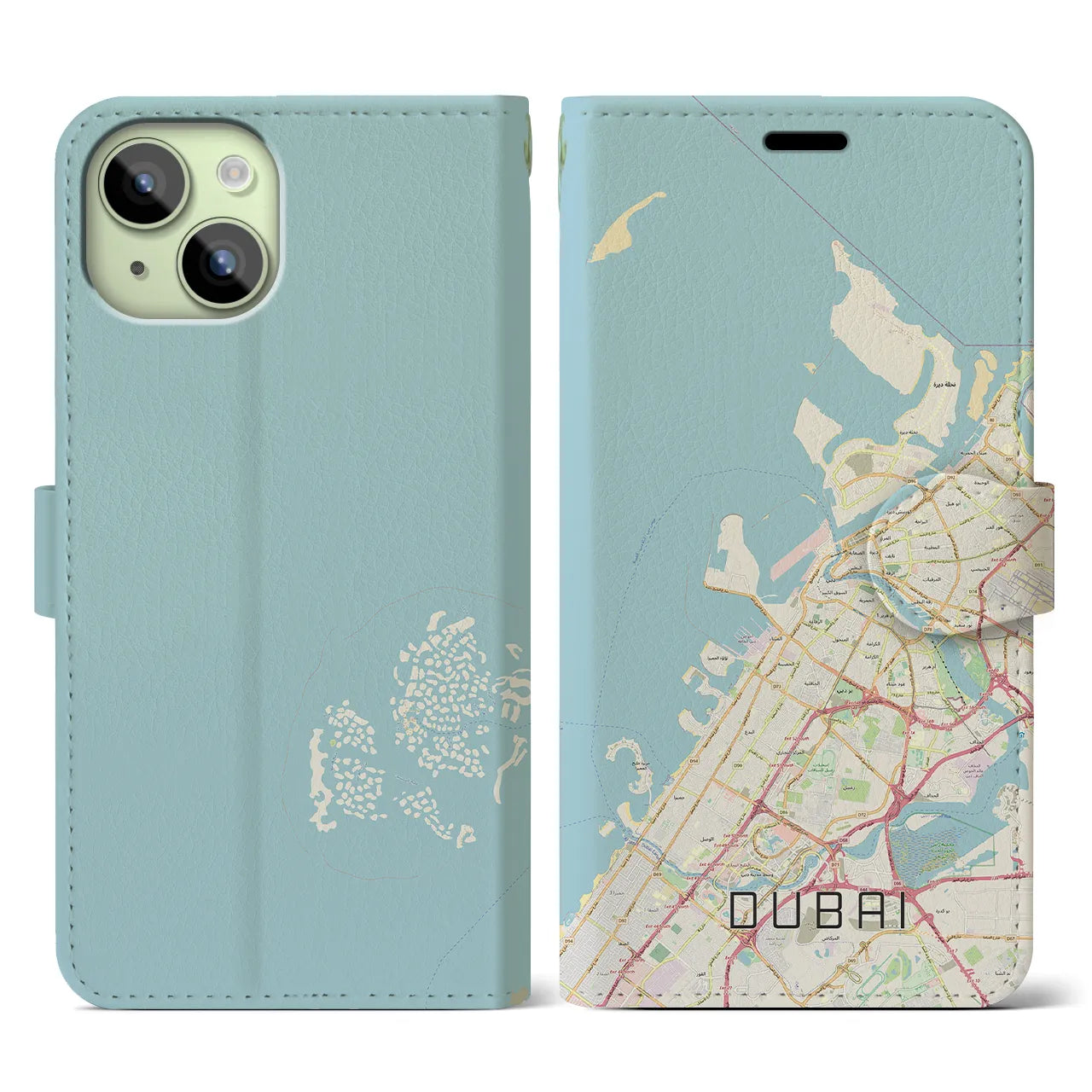 【ドバイ(アラブ首長国連邦)】地図柄iPhoneケース(手帳タイプ)ナチュラル・iPhone 15 用