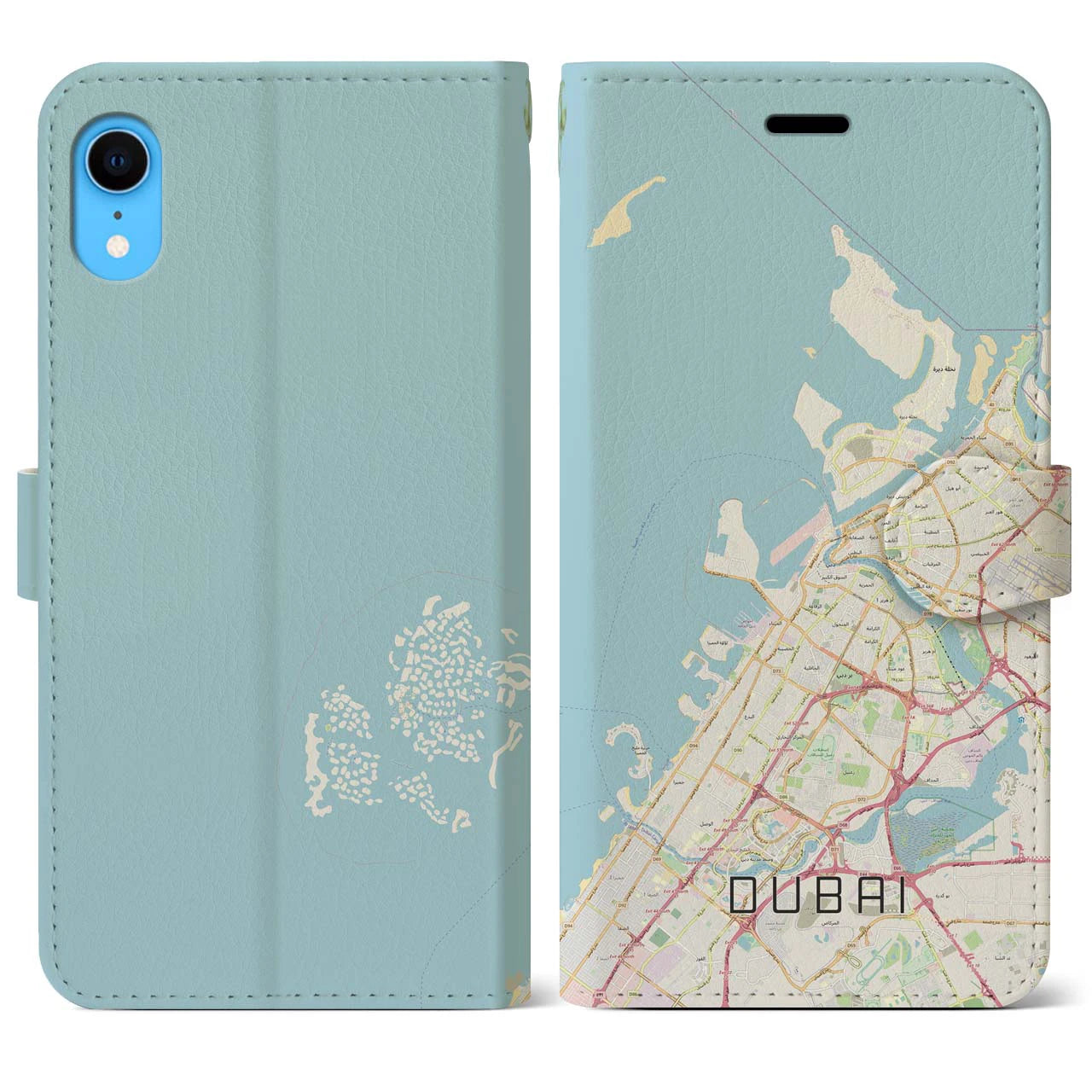 【ドバイ(アラブ首長国連邦)】地図柄iPhoneケース(手帳タイプ)ナチュラル・iPhone XR 用