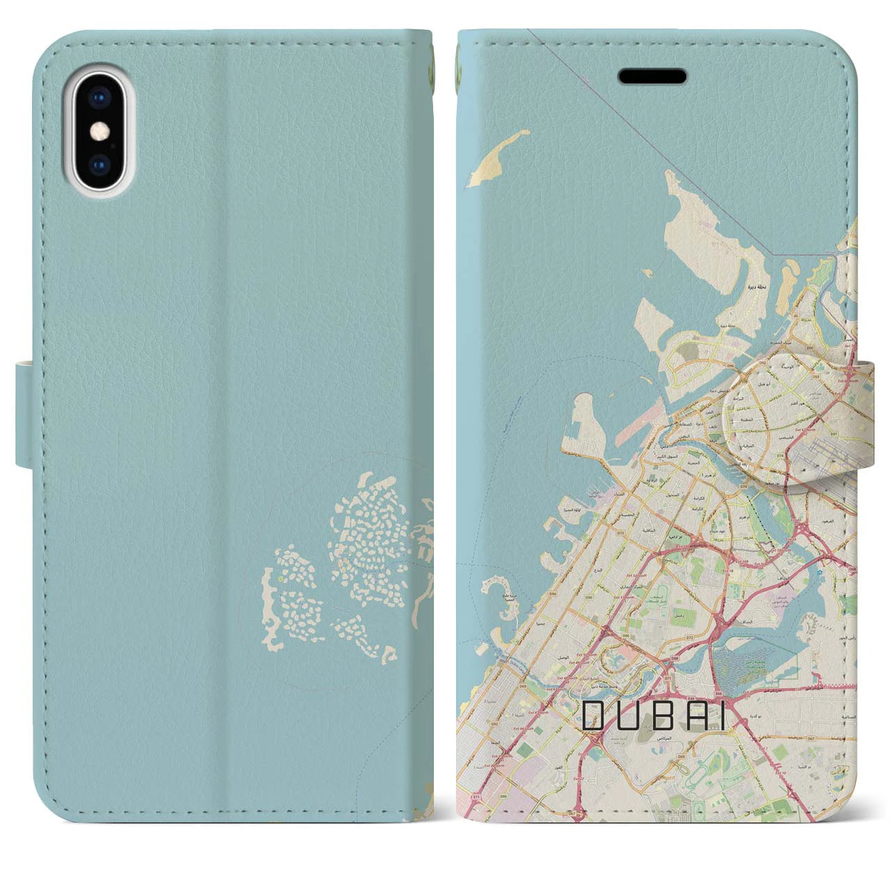 【ドバイ(アラブ首長国連邦)】地図柄iPhoneケース(手帳タイプ)ナチュラル・iPhone XS Max 用
