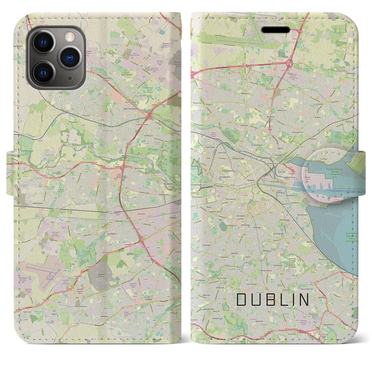 【ダブリン(アイルランド)】地図柄iPhoneケース(手帳タイプ)ナチュラル・iPhone 11 Pro Max 用