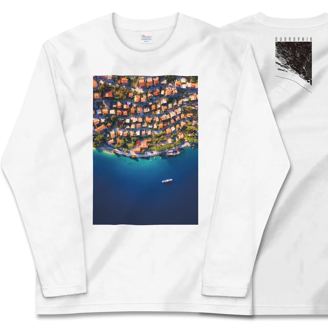 【ドゥブロヴニク(クロアチア)】Map World ロングスリーブTシャツ