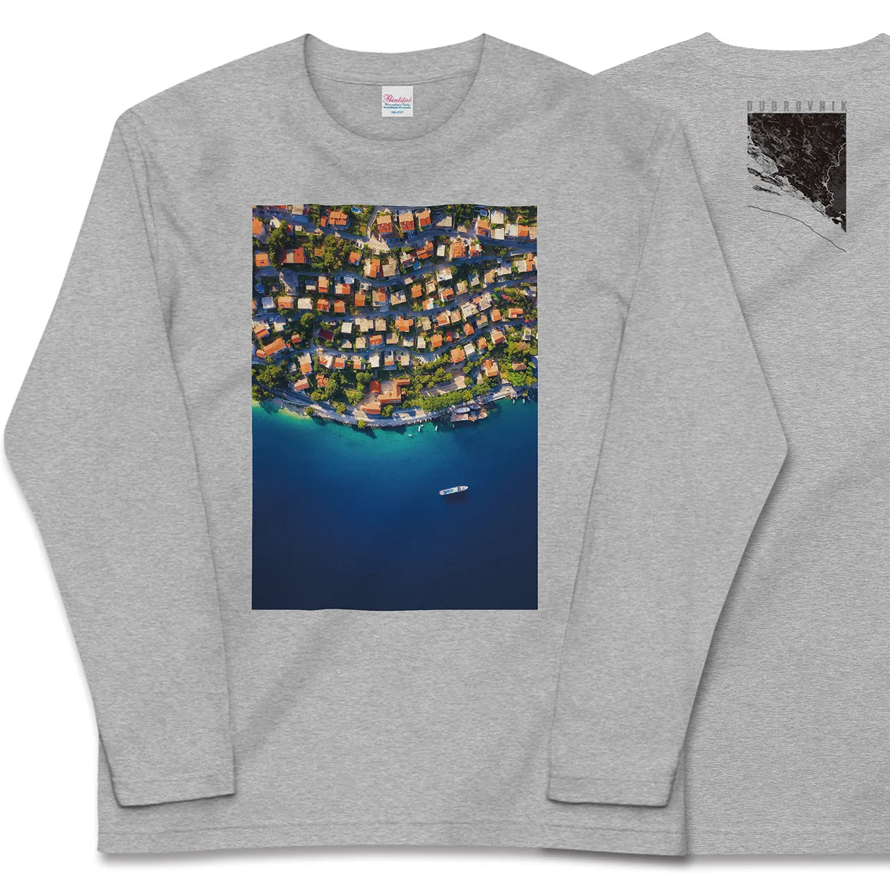【ドゥブロヴニク(クロアチア)】Map World ロングスリーブTシャツ