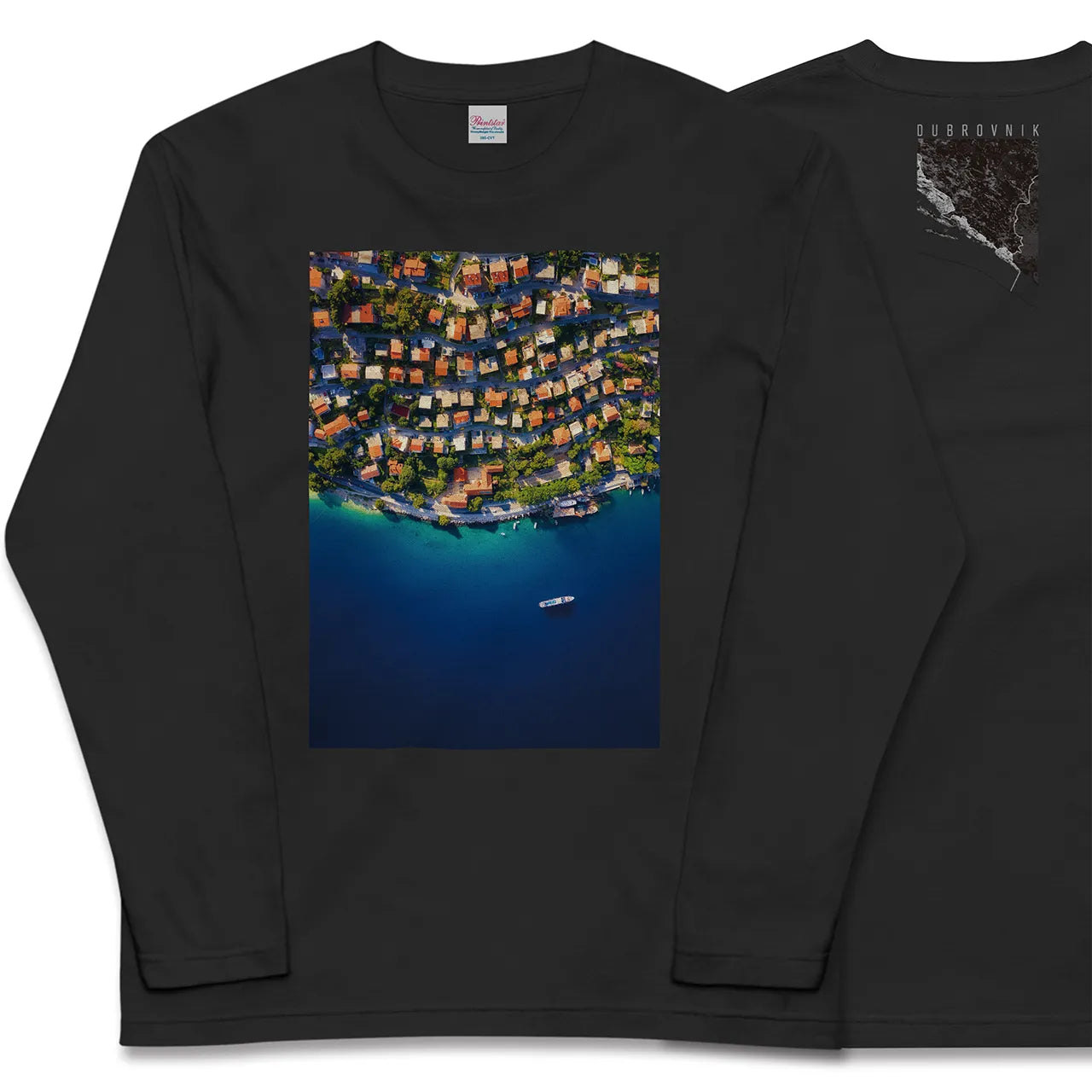 【ドゥブロヴニク(クロアチア)】Map World ロングスリーブTシャツ