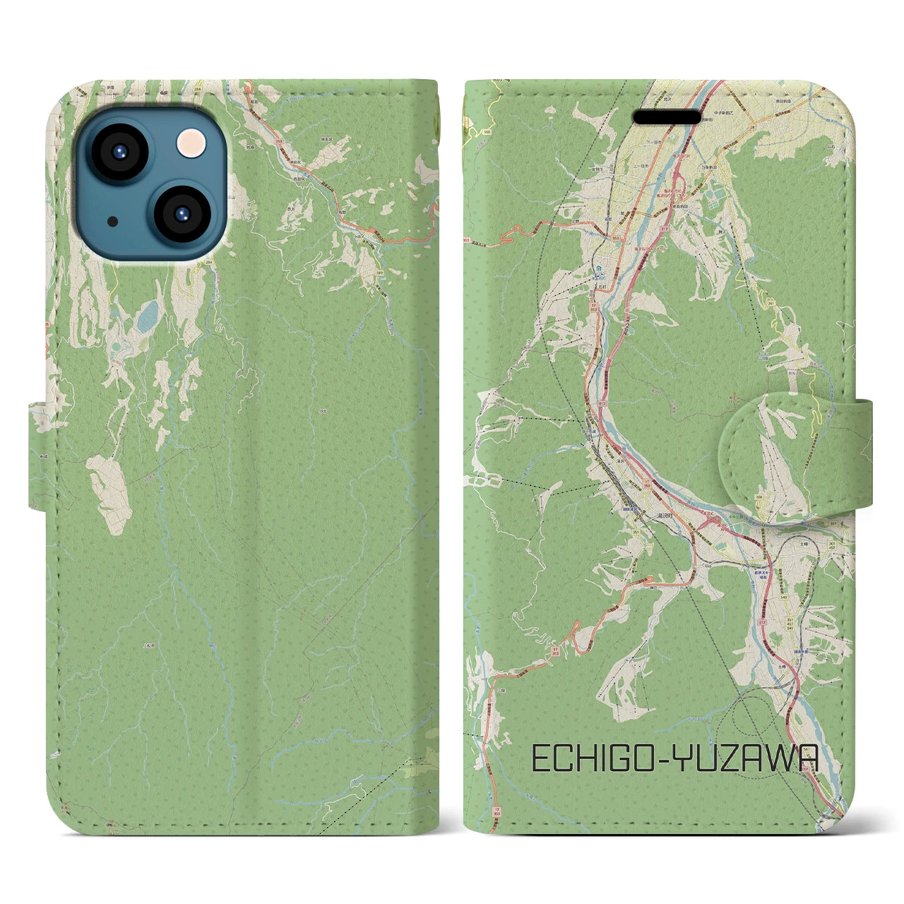 【越後湯沢(新潟県)】地図柄iPhoneケース(手帳タイプ)ナチュラル・iPhone 13 用