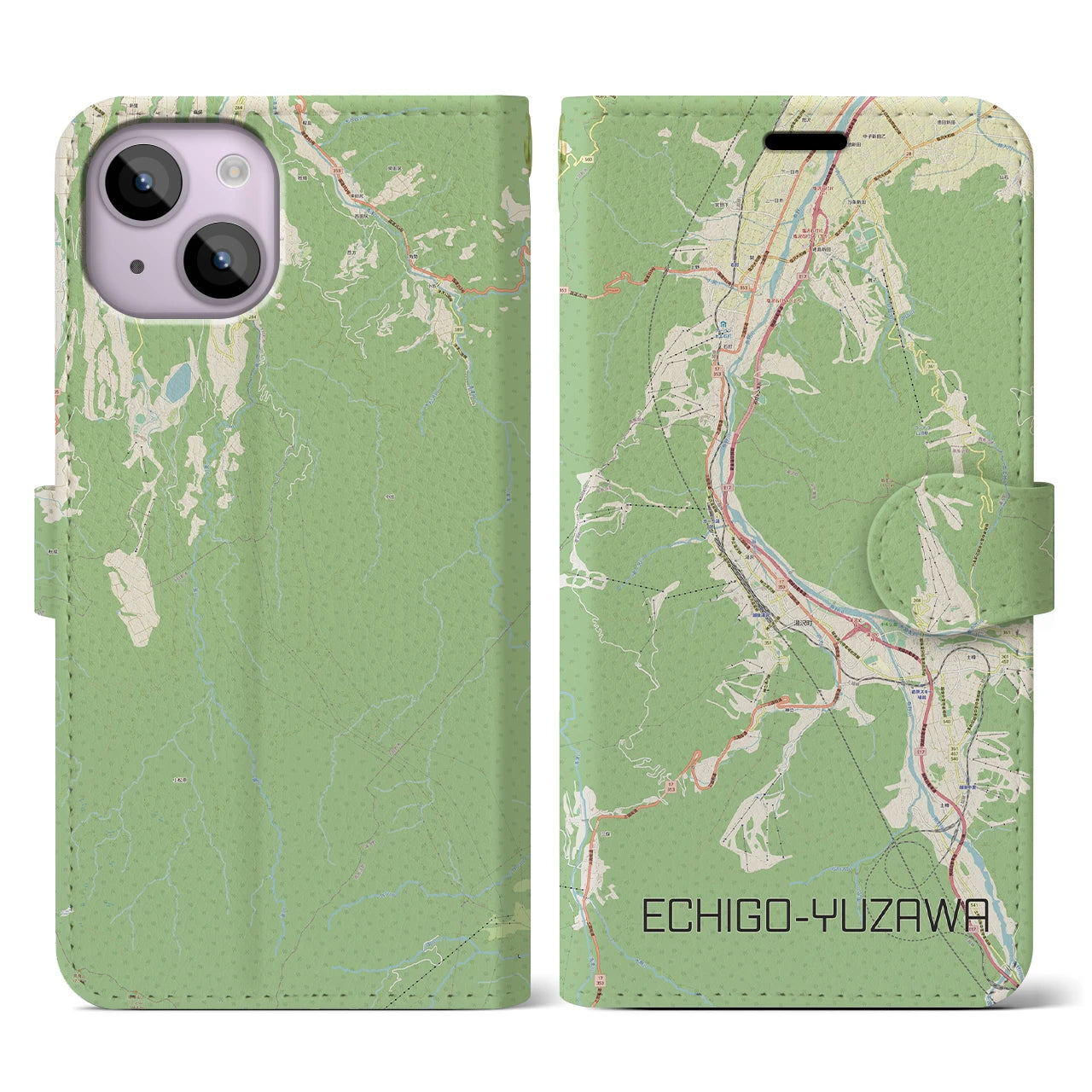 【越後湯沢(新潟県)】地図柄iPhoneケース(手帳タイプ)ナチュラル・iPhone 14 用