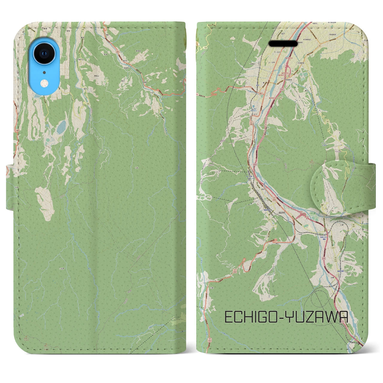 【越後湯沢(新潟県)】地図柄iPhoneケース(手帳タイプ)ナチュラル・iPhone XR 用