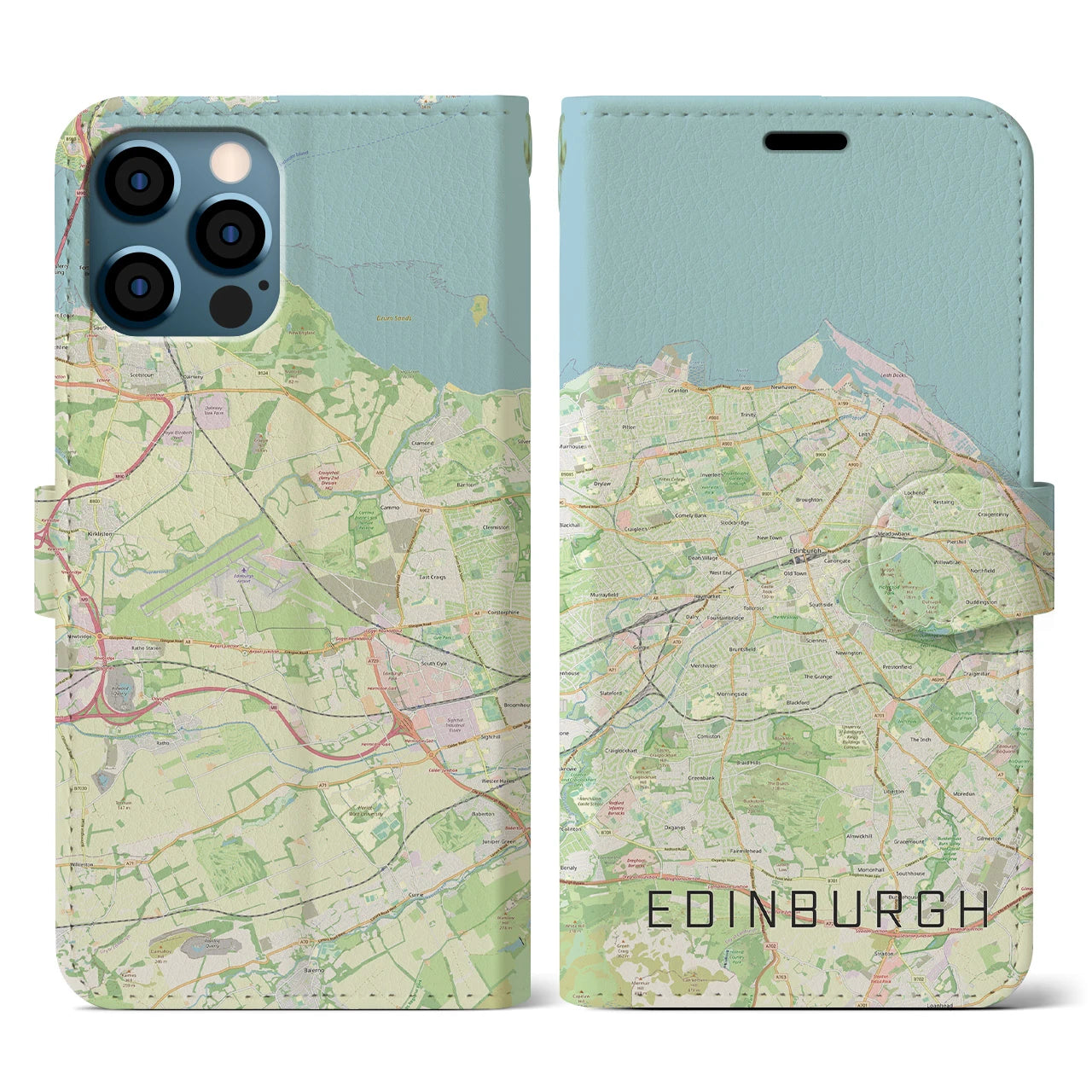 【エディンバラ(イギリス)】地図柄iPhoneケース(手帳タイプ)ナチュラル・iPhone 12 / 12 Pro 用