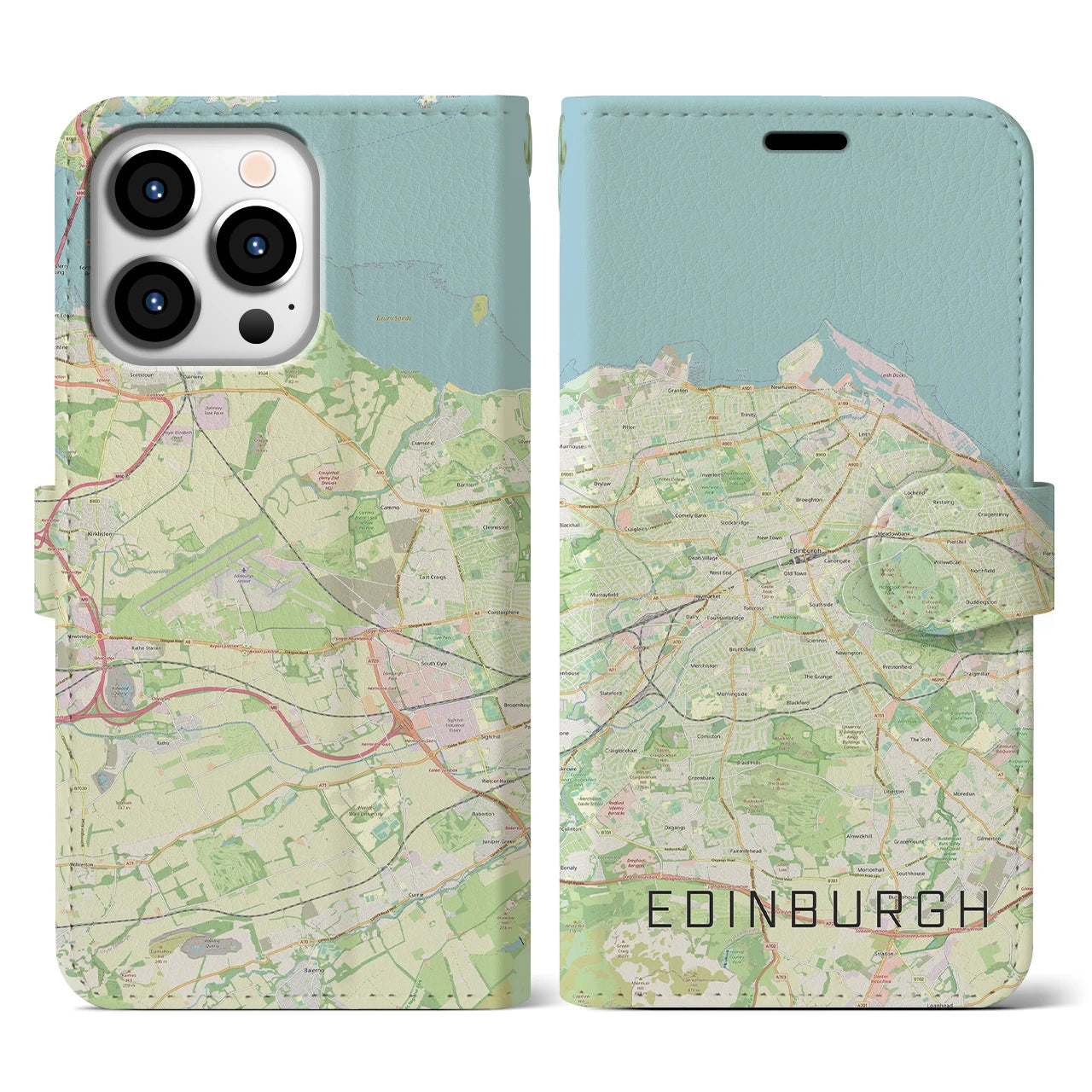 【エディンバラ(イギリス)】地図柄iPhoneケース(手帳タイプ)ナチュラル・iPhone 13 Pro 用