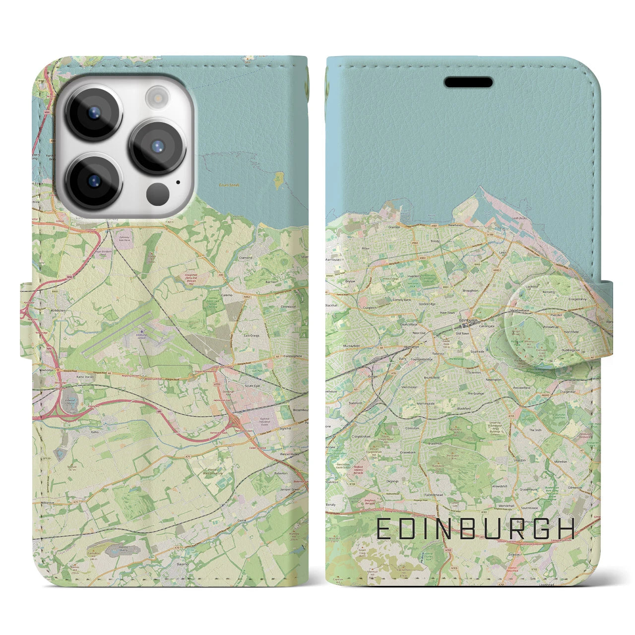 【エディンバラ(イギリス)】地図柄iPhoneケース(手帳タイプ)ナチュラル・iPhone 14 Pro 用
