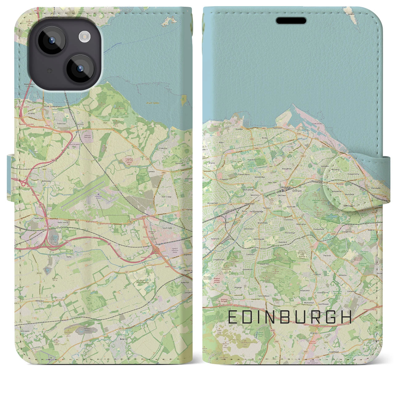 【エディンバラ(イギリス)】地図柄iPhoneケース(手帳タイプ)ナチュラル・iPhone 14 Plus 用