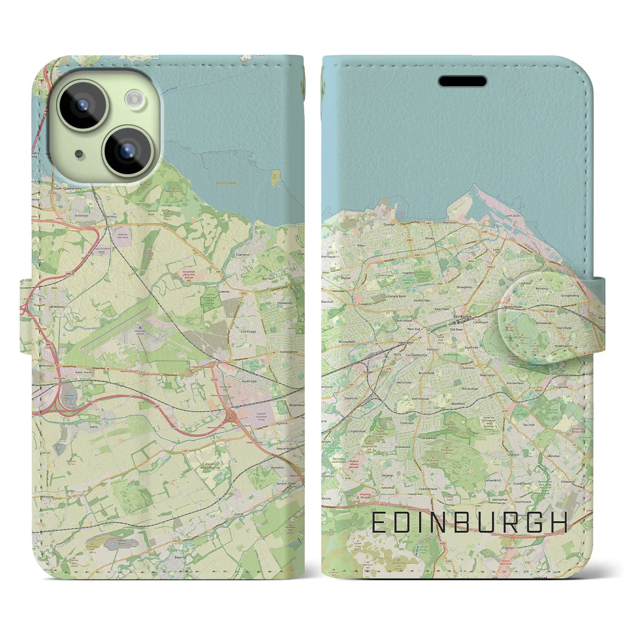 【エディンバラ(イギリス)】地図柄iPhoneケース(手帳タイプ)ナチュラル・iPhone 15 用