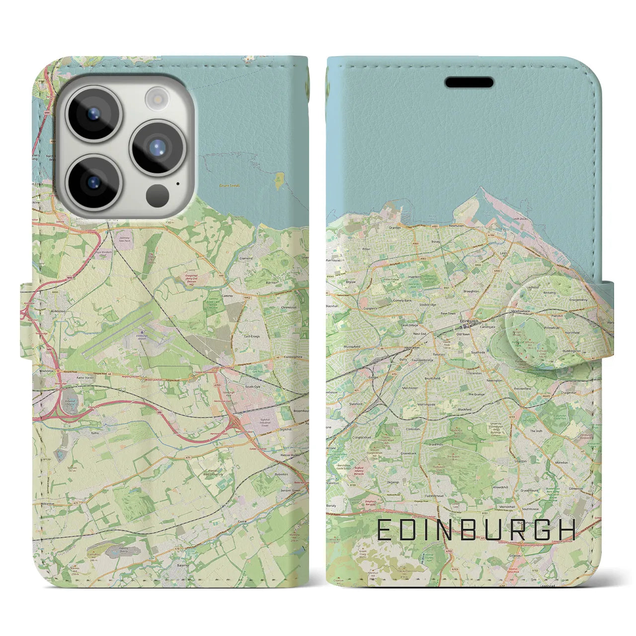 【エディンバラ(イギリス)】地図柄iPhoneケース(手帳タイプ)ナチュラル・iPhone 15 Pro 用