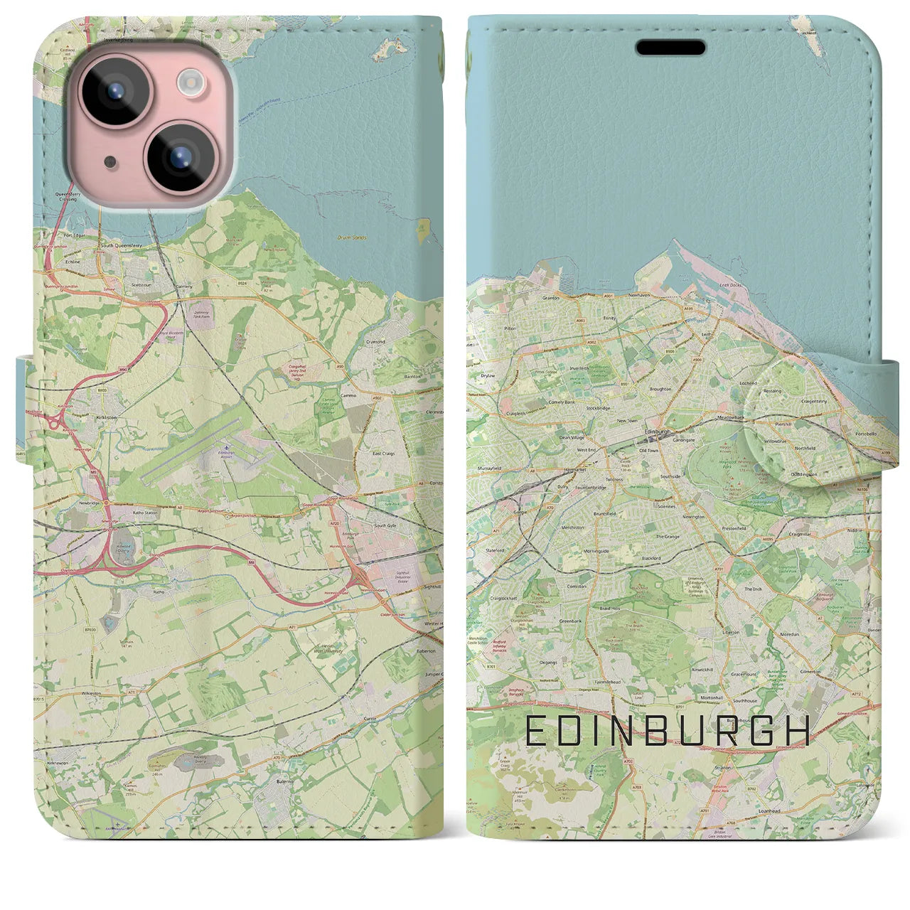【エディンバラ(イギリス)】地図柄iPhoneケース(手帳タイプ)ナチュラル・iPhone 15 Plus 用