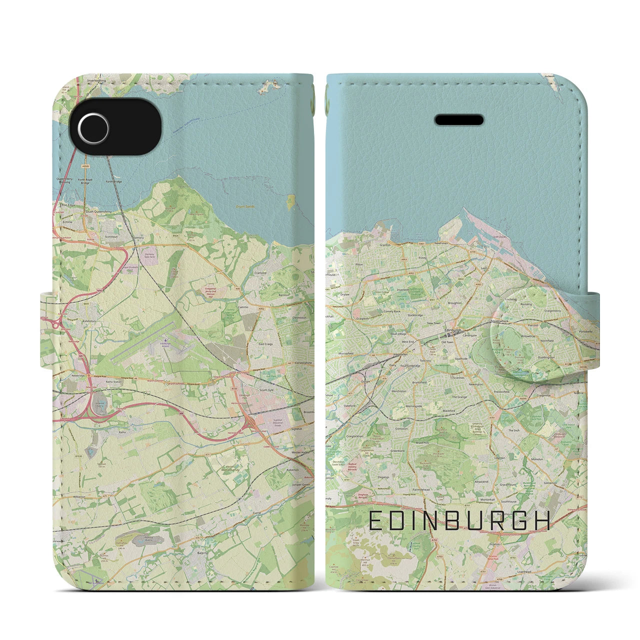 【エディンバラ(イギリス)】地図柄iPhoneケース(手帳タイプ)ナチュラル・iPhone SE(第3 / 第2世代) / 8 / 7 / 6s / 6 用
