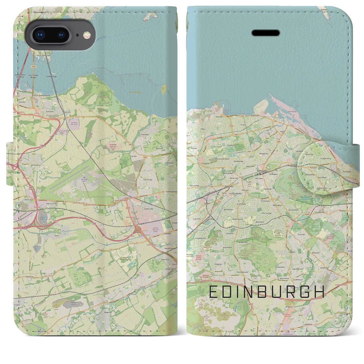 【エディンバラ(イギリス)】地図柄iPhoneケース(手帳タイプ)ナチュラル・iPhone 8Plus /7Plus / 6sPlus / 6Plus 用