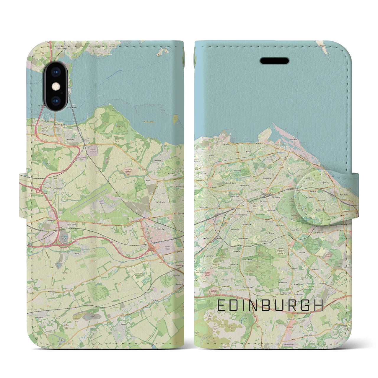 【エディンバラ(イギリス)】地図柄iPhoneケース(手帳タイプ)ナチュラル・iPhone XS / X 用