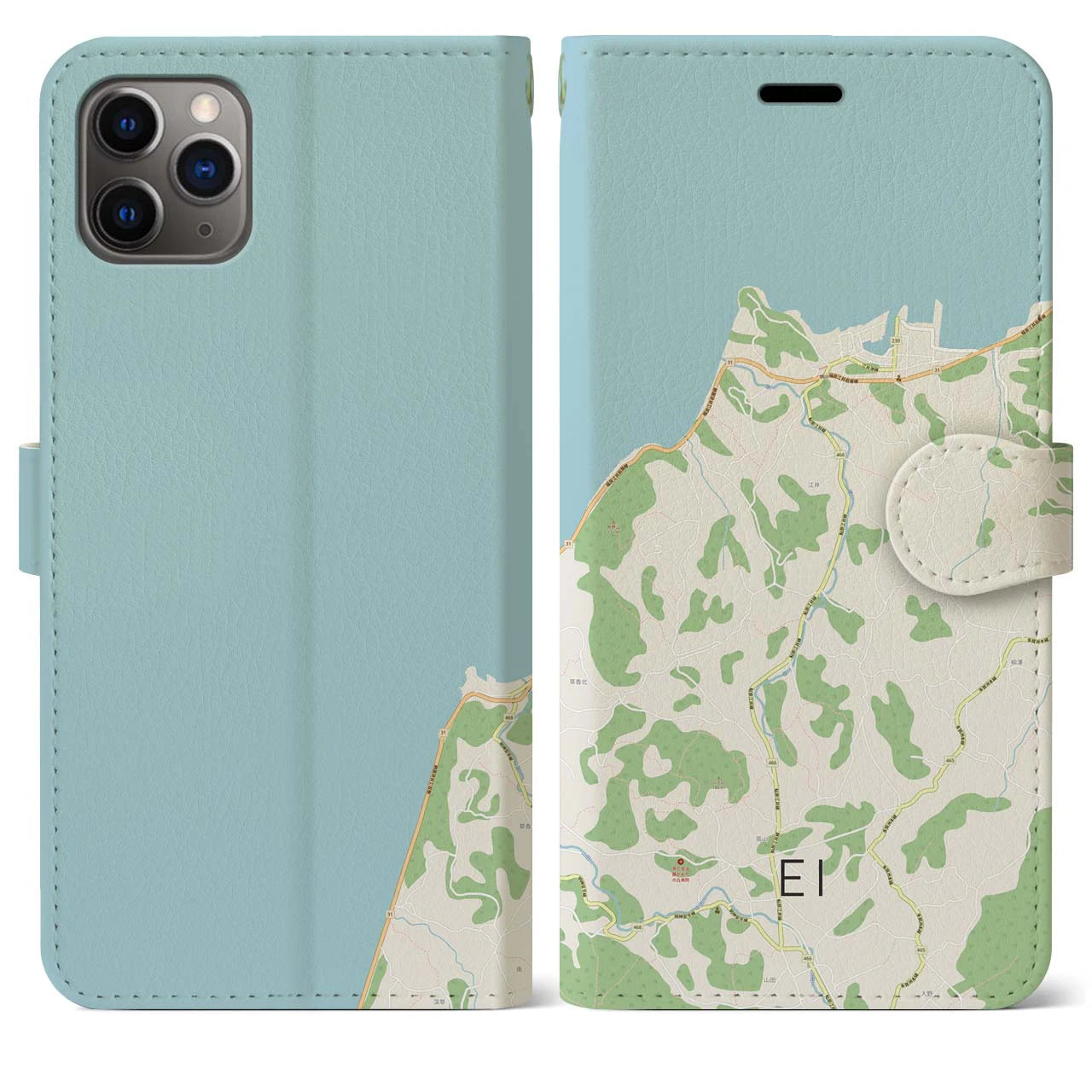 【江井(兵庫県)】地図柄iPhoneケース(手帳タイプ)ナチュラル・iPhone 11 Pro Max 用