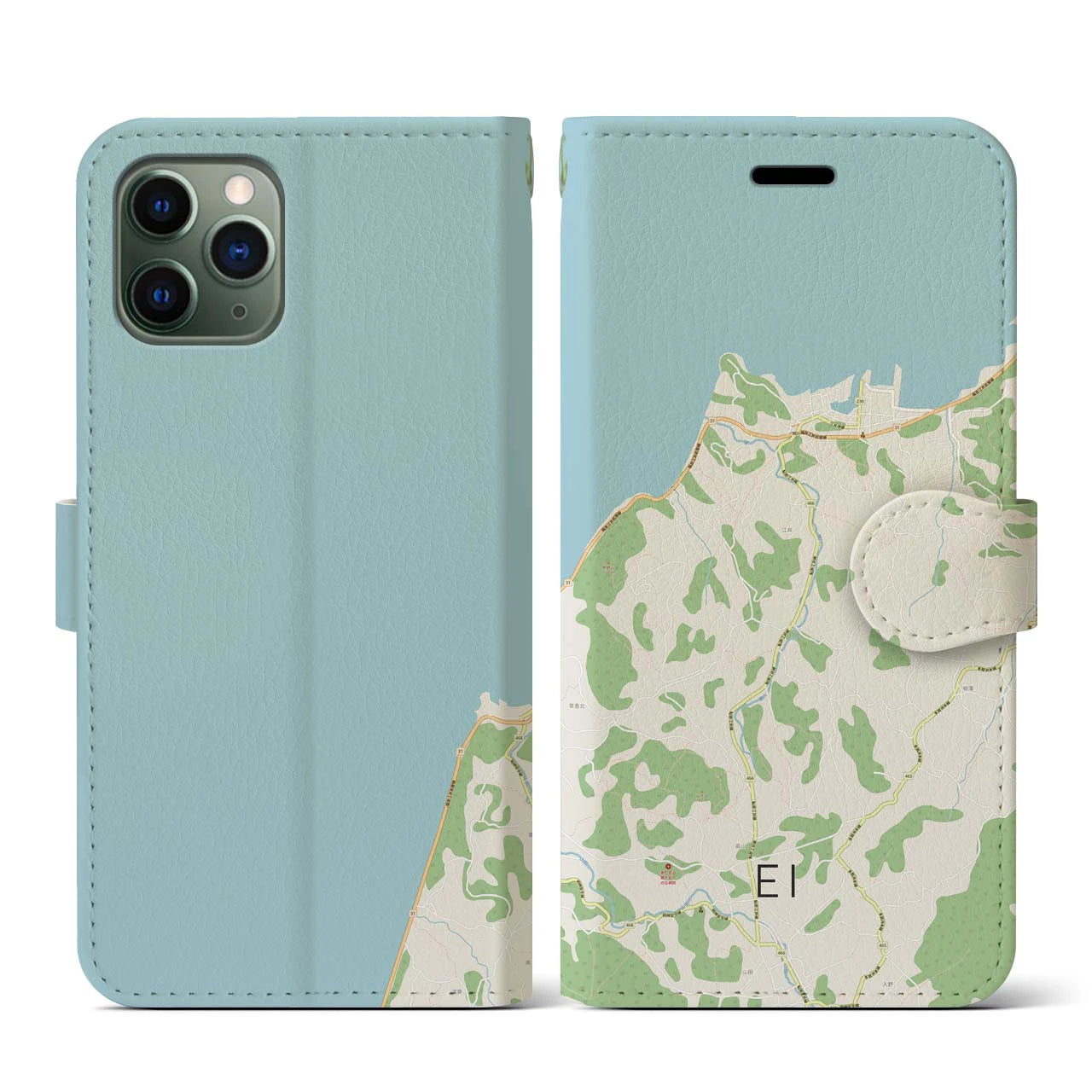 【江井(兵庫県)】地図柄iPhoneケース(手帳タイプ)ナチュラル・iPhone 11 Pro 用