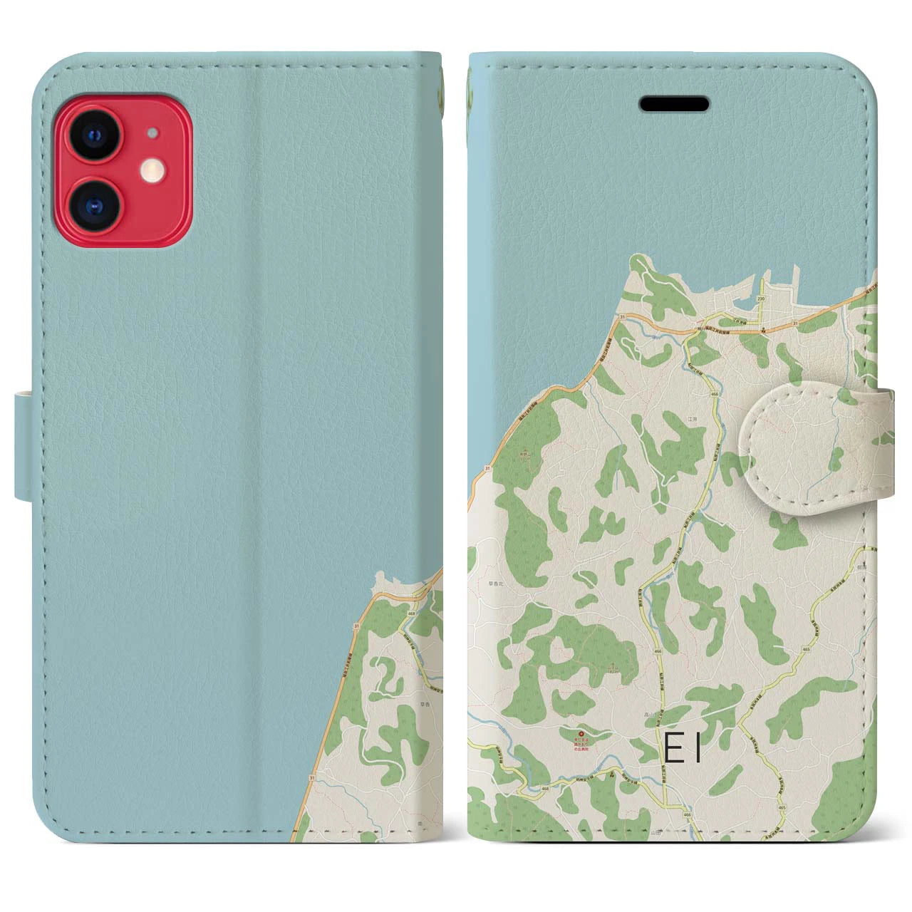【江井(兵庫県)】地図柄iPhoneケース(手帳タイプ)ナチュラル・iPhone 11 用