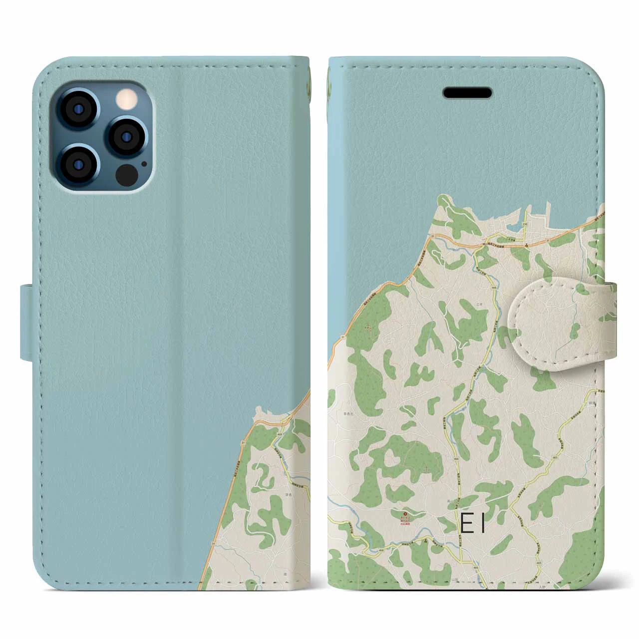 【江井(兵庫県)】地図柄iPhoneケース(手帳タイプ)ナチュラル・iPhone 12 / 12 Pro 用