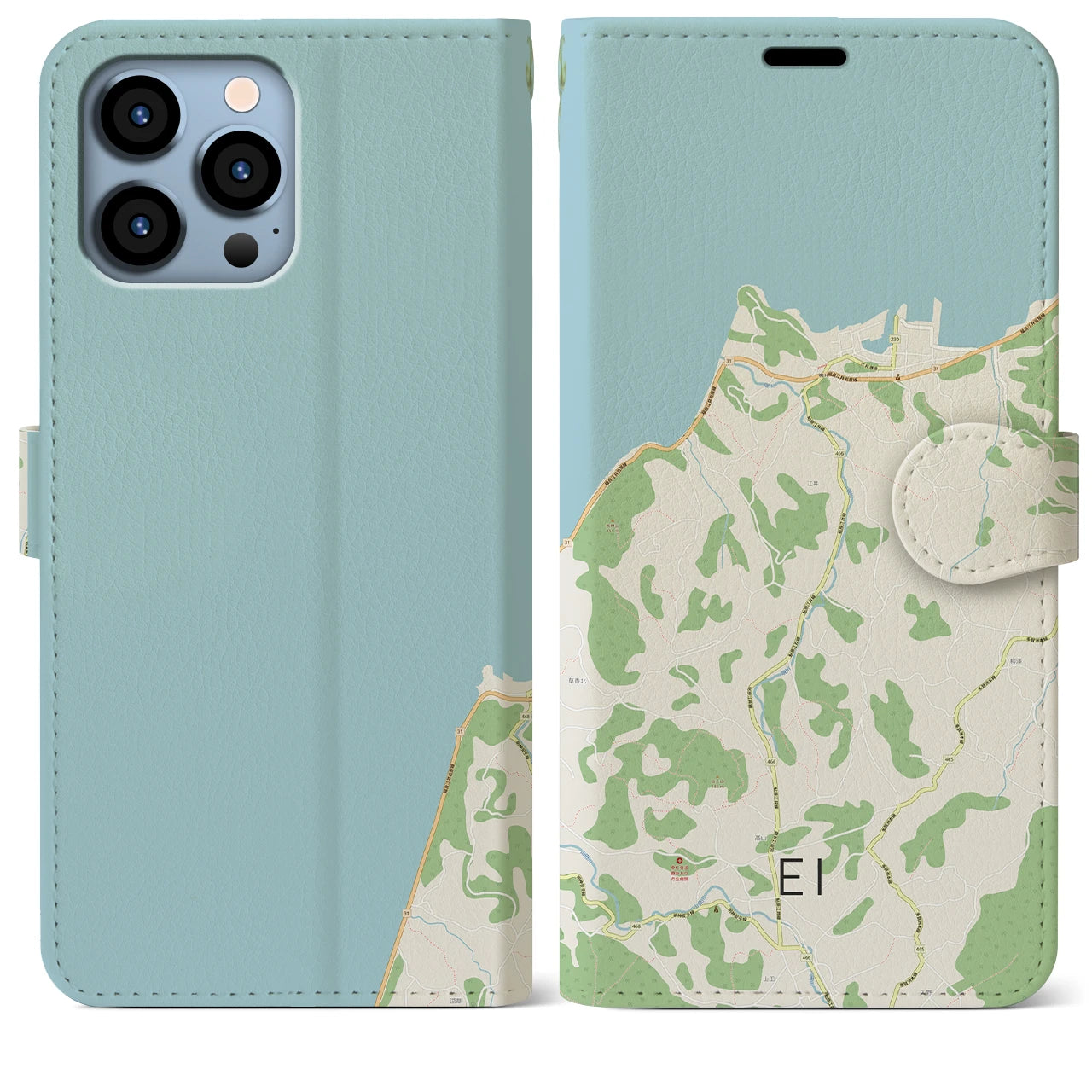 【江井(兵庫県)】地図柄iPhoneケース(手帳タイプ)ナチュラル・iPhone 13 Pro Max 用