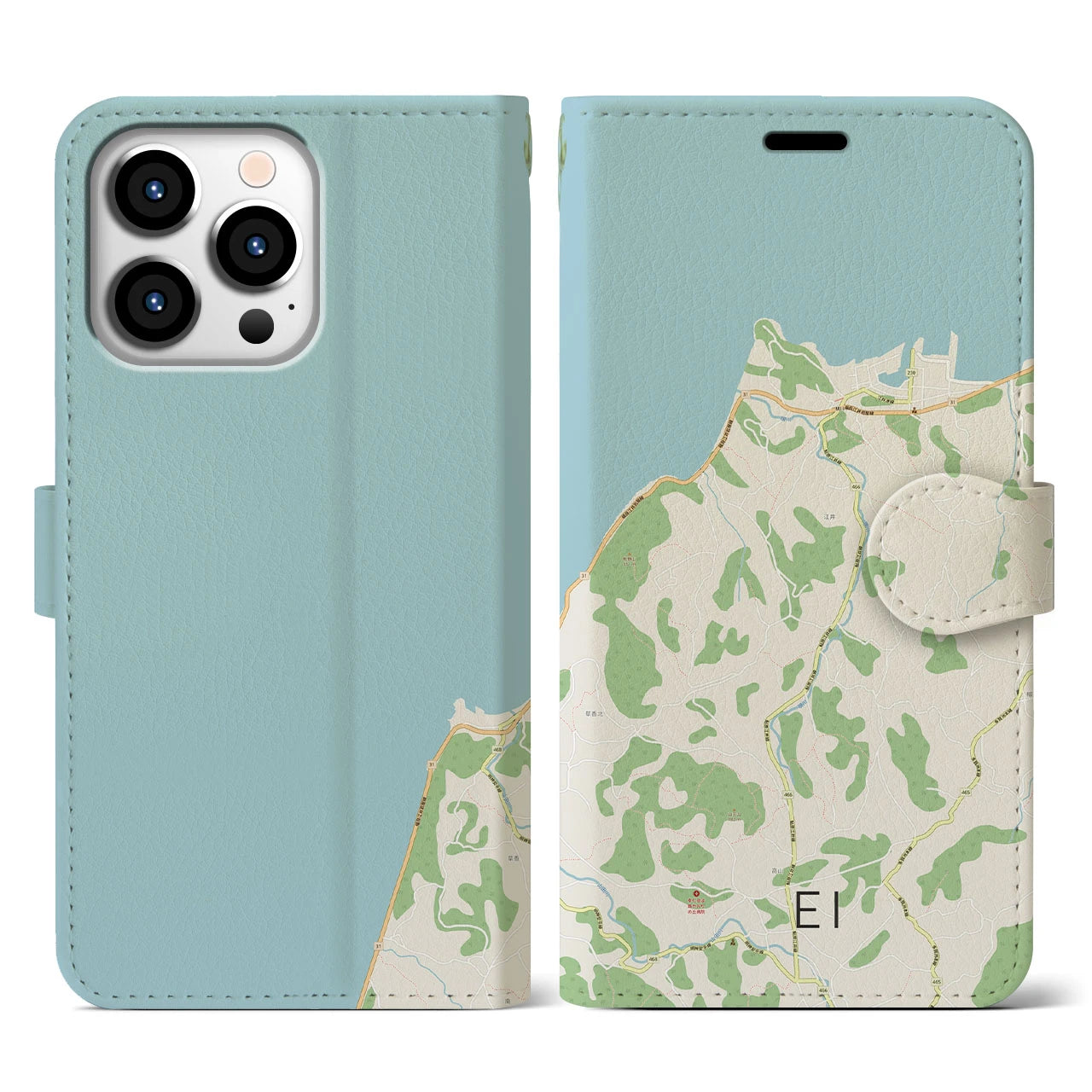 【江井(兵庫県)】地図柄iPhoneケース(手帳タイプ)ナチュラル・iPhone 13 Pro 用