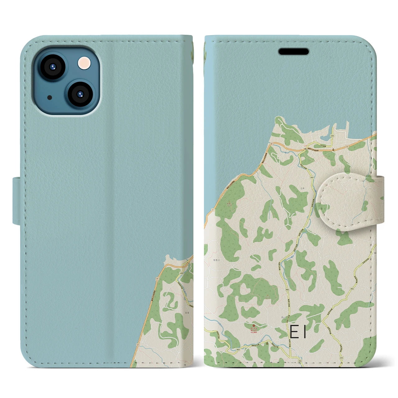 【江井(兵庫県)】地図柄iPhoneケース(手帳タイプ)ナチュラル・iPhone 13 用